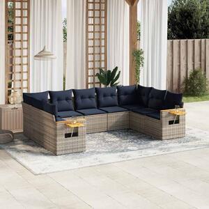 9 részes szürke polyrattan kerti ülőgarnitúra párnával
