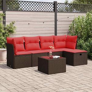 6 részes barna polyrattan kerti ülőgarnitúra párnával