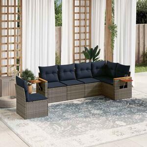 6 részes szürke polyrattan kerti ülőgarnitúra párnával