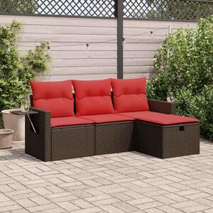 4 részes barna polyrattan kerti ülőgarnitúra párnákkal