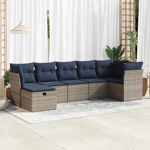 7 részes szürke polyrattan kerti ülőgarnitúra párnákkal