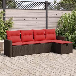 5 részes barna polyrattan kerti ülőgarnitúra párnával