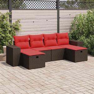 6 részes barna polyrattan kerti ülőgarnitúra párnával
