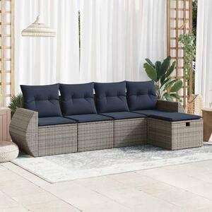5 részes szürke polyrattan kerti ülőgarnitúra párnákkal