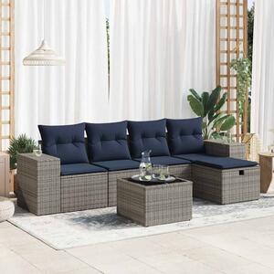 6 részes szürke polyrattan kerti ülőgarnitúra párnákkal