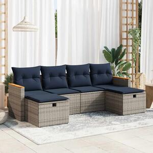 6 részes szürke polyrattan kerti ülőgarnitúra párnákkal
