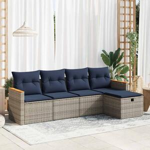 5 részes szürke polyrattan kerti ülőgarnitúra párnákkal