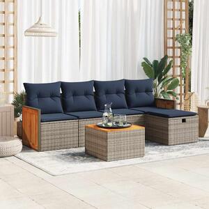 6 részes szürke polyrattan kerti ülőgarnitúra párnákkal