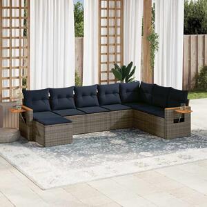 8 részes szürke polyrattan kerti ülőgarnitúra párnával