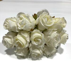 Művirág rózsa csokor, 25 cm - Fehér