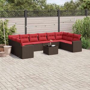 11 részes barna polyrattan kerti ülőgarnitúra párnákkal