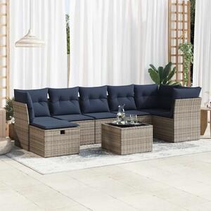 8 részes szürke polyrattan kerti ülőgarnitúra párnákkal