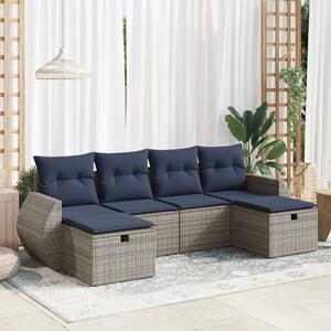 6 részes szürke polyrattan kerti ülőgarnitúra párnákkal