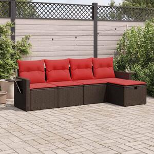 5 részes barna polyrattan kerti ülőgarnitúra párnával