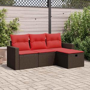 4 részes barna polyrattan kerti ülőgarnitúra párnákkal