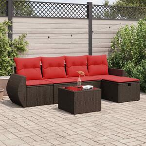 6 részes barna polyrattan kerti ülőgarnitúra párnával
