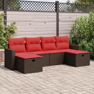6 részes barna polyrattan kerti ülőgarnitúra párnával