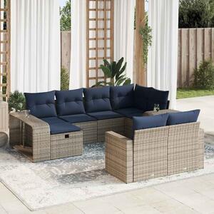 10 részes szürke polyrattan kerti ülőgarnitúra párnákkal