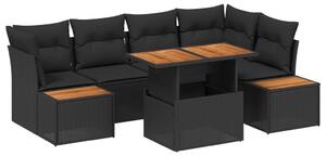 Kerti Kanapé Szett tárolóval 10 pcs Fekete Poli rattan