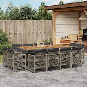 13 részes szürke polyrattan kerti ülőgarnitúra párnákkal