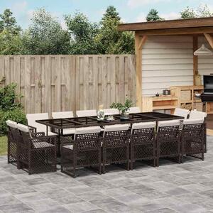 15 részes barna polyrattan kerti ülőgarnitúra párnákkal
