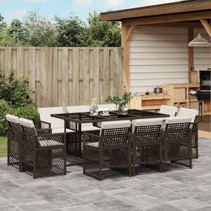 11 részes barna polyrattan kerti ülőgarnitúra párnákkal