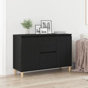 VidaXL Étkezőszekrény Fekete tölgy Tömör tölgyfa 103.7x35x70