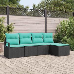 Kanapé Szett 5 pcs Fekete polirattan