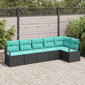Kanapé Szett 6 pcs Fekete polirattan