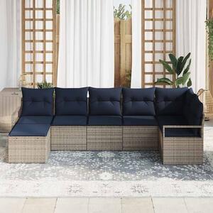 Kanapé Szett 7 pcs Szürke polirattan