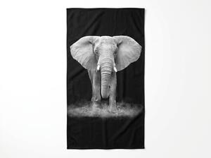 Gyorsan száradó XXL strand Fürdőlepedő ELEPHOS fekete-szürke 150 x 210 cm, 100% mikroszál