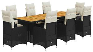 VidaXL 8 Személyes Kerti Bútor Szett - Fekete Polyrattan