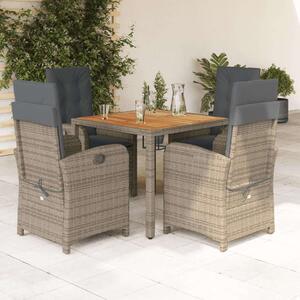 Polyrattan Kerti Étkezőgarnitúra - 5 részes - Szürke