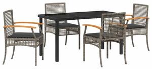 VidaXL Kert étkező szett 5 pcs Szürke polirattan