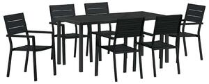 VidaXL Kert étkező szett 7 pcs Fekete Porszórt acél