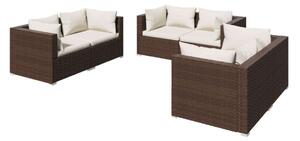 Polyrattan Kerti Ülőgarnitúra - 6 részes - Barna