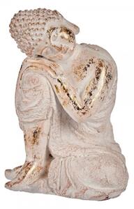 Ibergarden Dekoratív Kerti figura Buddha Fehér Aranysárga Polyresin (23 x 33 x 26 cm)
