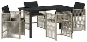 VidaXL Kert étkező szett 5 pcs Világosszürke polirattan