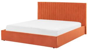 Narancssárga bársony ágyneműtartós franciaágy 180 x 200 cm VION