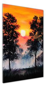 Üvegfotó Sunset erdő