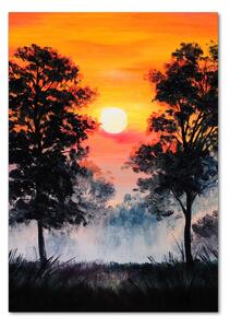 Üvegfotó Sunset erdő