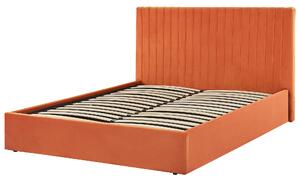 Narancssárga bársony ágyneműtartós franciaágy 140 x 200 cm VION