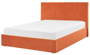 Narancssárga bársony ágyneműtartós franciaágy 160 x 200 cm VION
