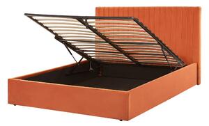 Narancssárga bársony ágyneműtartós franciaágy 140 x 200 cm VION