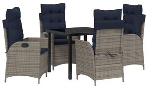 VidaXL Kert étkező szett párnával 5 pcs Szürke és fekete Rattan