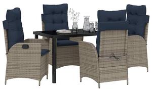 VidaXL Kert étkező szett párnával 5 pcs Szürke és fekete Rattan