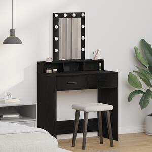 VidaXL Fekete tölgy Mérnöki fa 79 x 41 x 140 cm Tükör Piperasztal