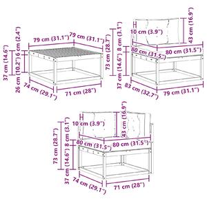 Kültéri kanapé szett párnával 7 pcs Természetes és antracit