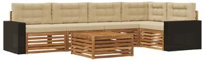 VidaXL Kültéri kanapé szett 6 pcs Természetes és bézs 79 x 79 x 37 cm