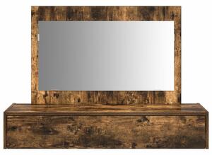 VidaXL Füstölt tölgy Tömör tölgyfa 100 x 40 x 70 cm Tükör Pipereasztal